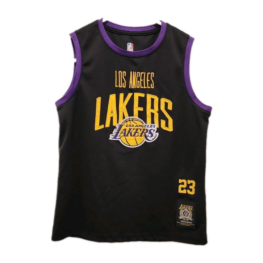 NBA Official Los Angeles Lakers James #23 Black Embroided Jersey Youth Sz 10 12